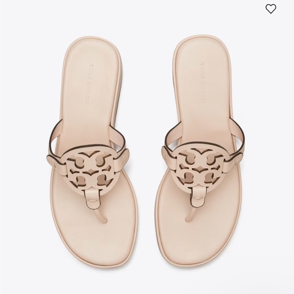 Tory Burch  MILLER WEDGE SANDAL
$275 size 9.5 gently used
Color: Soft Pink - Picture 2 of 16